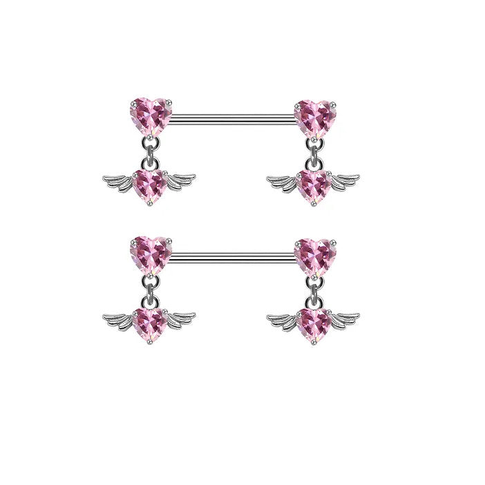 Piercing téton Angelic rose/argent