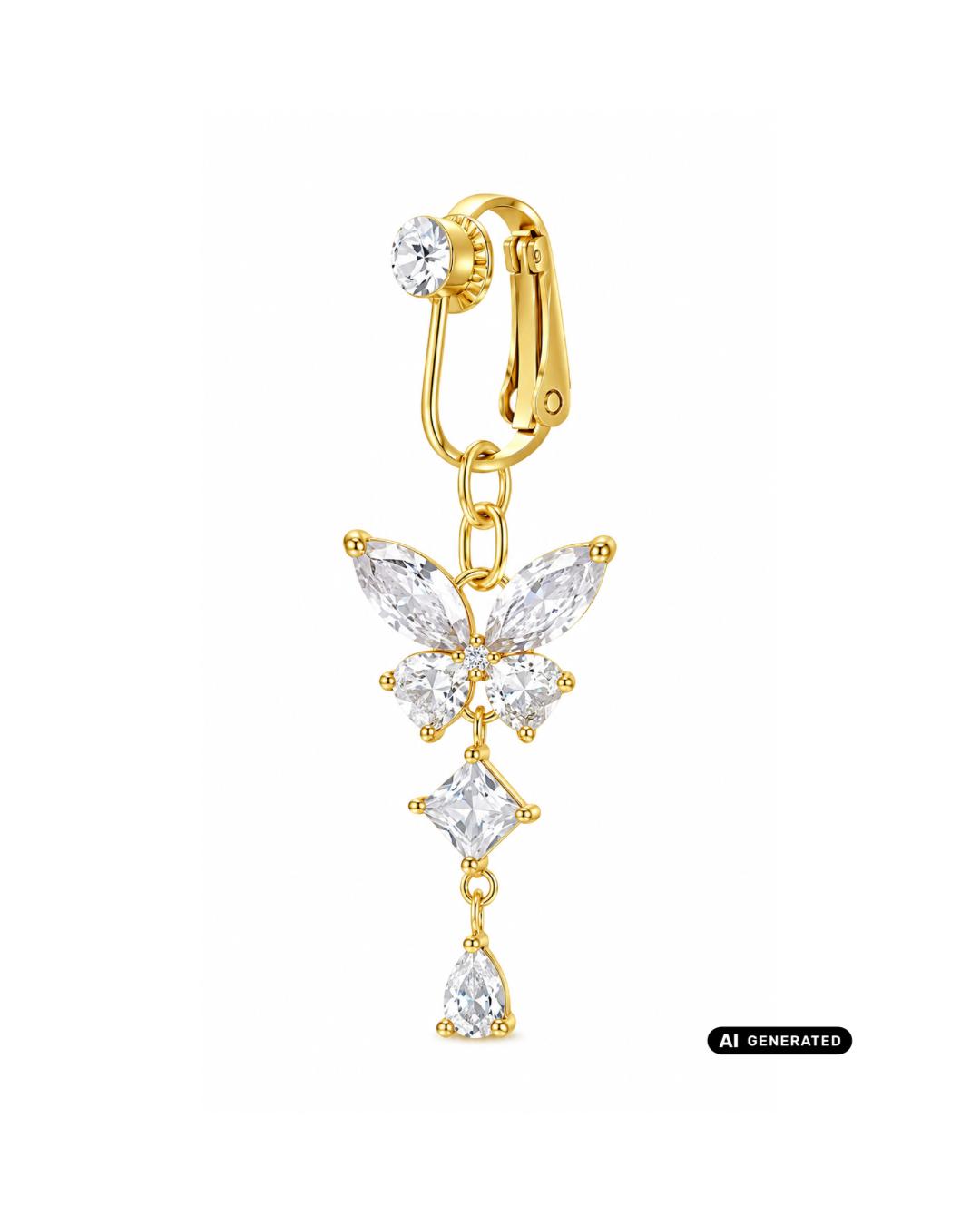 Angel Wings Fake Bauchnabelpiercing-gold