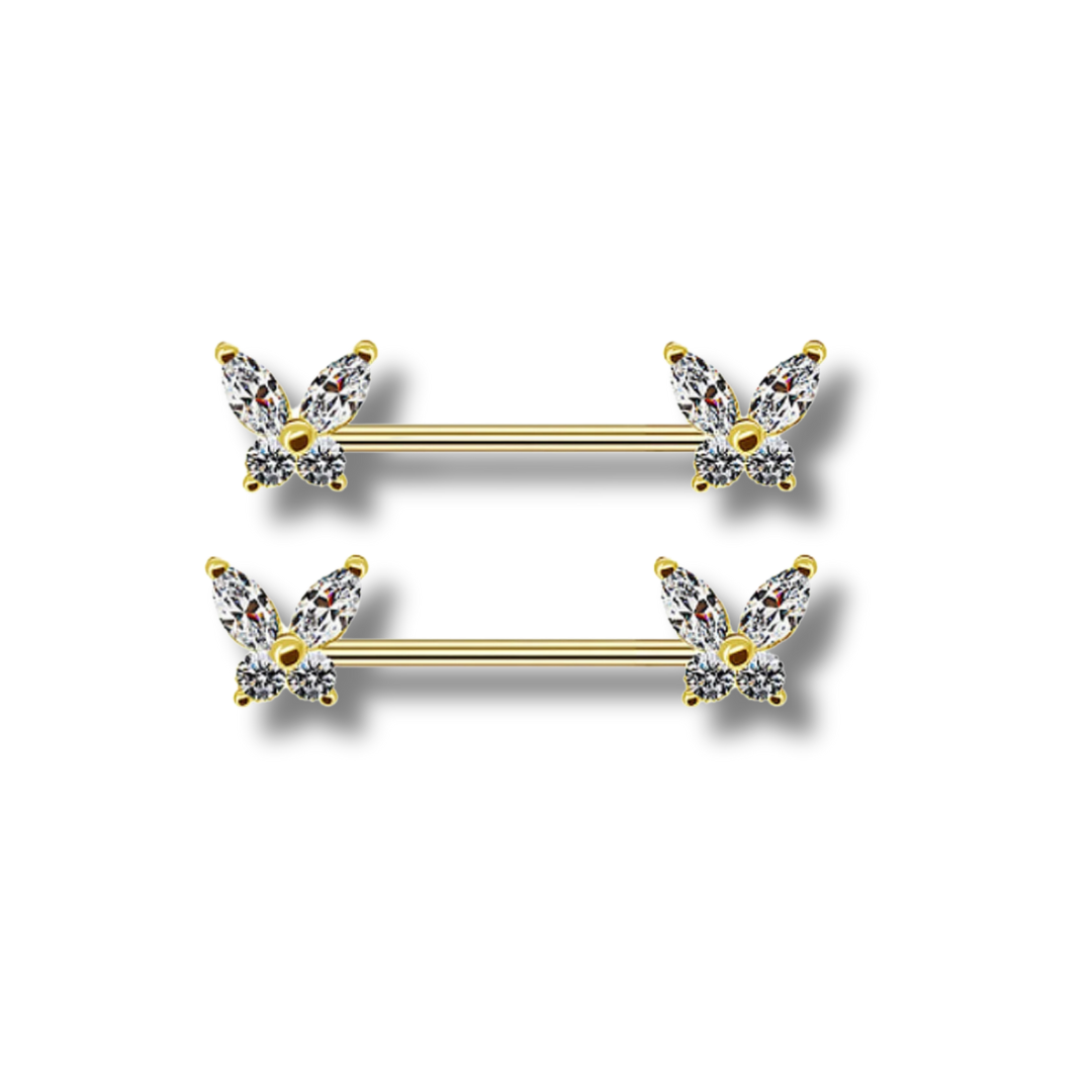 Mariposa Nipple Piercing Gold